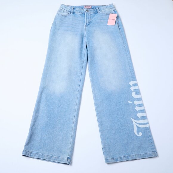 Juicy Couture Denim - Juicy Couture NWT Low Rise Abbot Side Seam Logo Indigo Light Wash 9/29 y2k